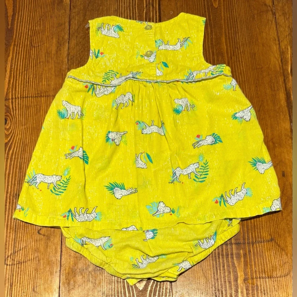 Chartreuse & Shimmer with Animal Print Cat&Jack Dress Size 12m